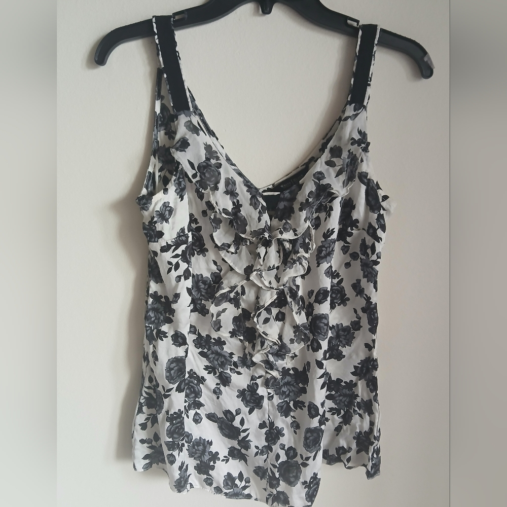 White House Black Market Silk Floral Tank Size M